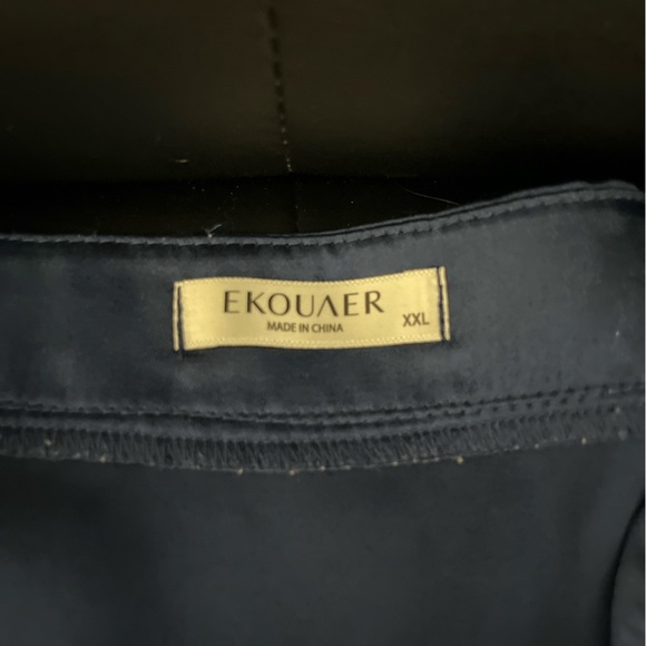 Elegant Navy Blue Satin Nightgown - Picture 5 of 6